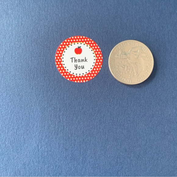 Thank You Sticker Labels 500 labels on roll. 1” Round NWT Apple Dots - Picture 2 of 4